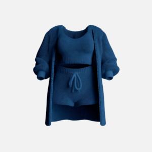 Ensemble 3 pieces en tricot bleu fonce