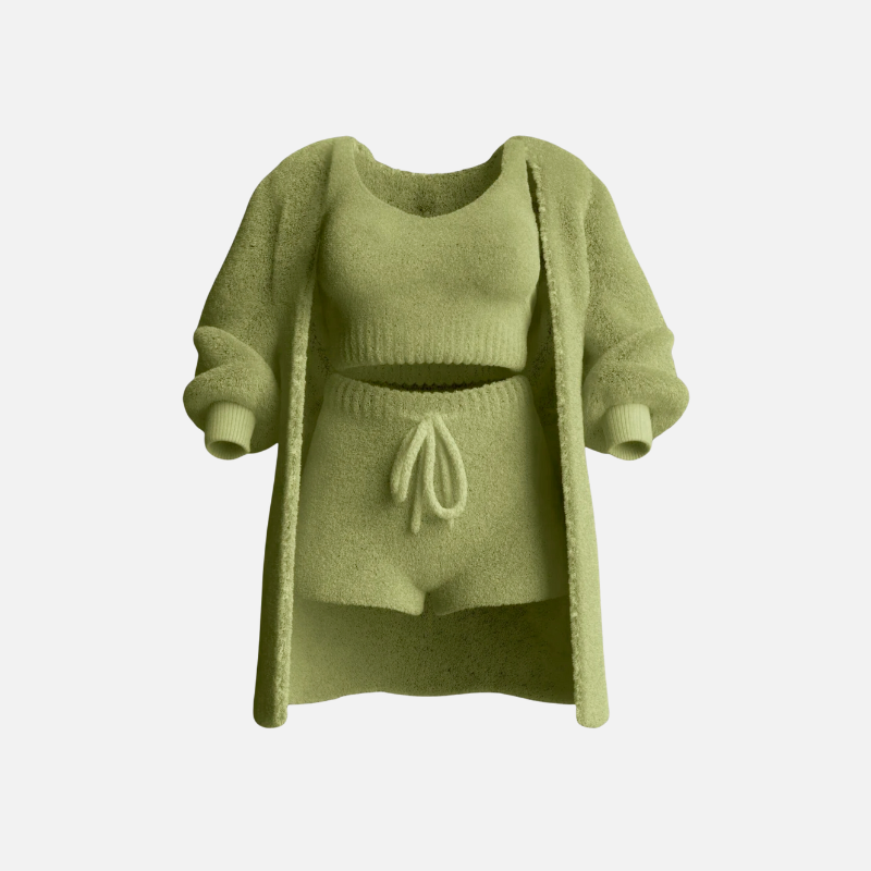 Ensemble 3 pieces en tricot vert clair